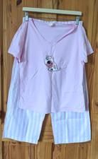 Primark  Secret Possession UK12-14 Baby Pink Dog Embroidery Capri Pyjama set VGC