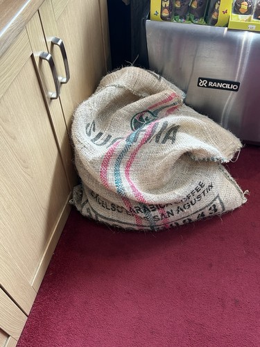 Empty coffee hessian - hessian, burlap