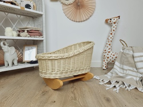 Wicker ecru doll - ecru, cradle