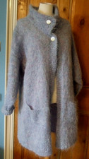 HANDMADE HAND KNIT BLUE MOHAIR