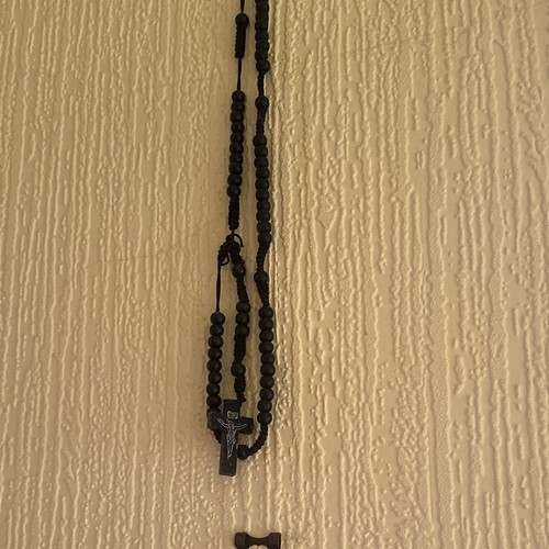 Black wooden rosary beads - wooden,