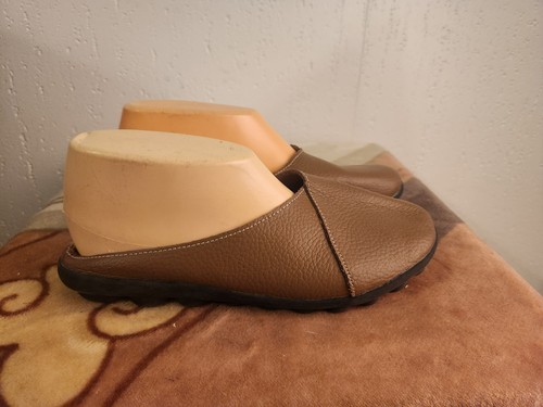 Socofy brown leather mule - brown,