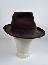 Christy's London Vintage Brown Fine Fur Felt Fedora Hat with Bow Size 59 racing 