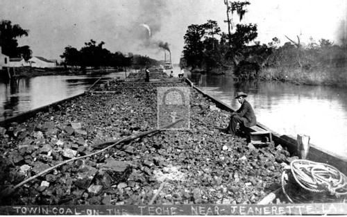 Towing coal barge boat - coal,