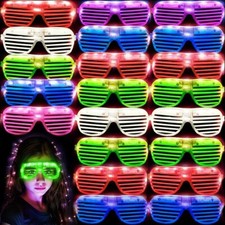 6-60x Flashing Party Glasses | LED Light Up Glow Neon Shutter Shades Disco Rave