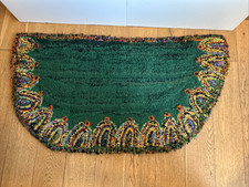 Beautiful Vintage Handmade Half Moon Colourful Rag Proddy Clippy Rug Folk Art