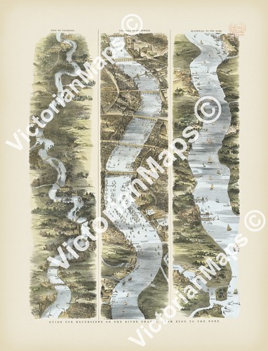 Antique map river - map,