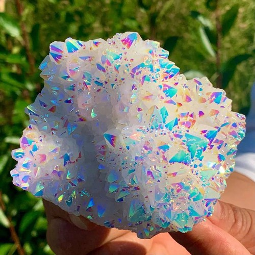 Natural rainbow aura quartz - aura,