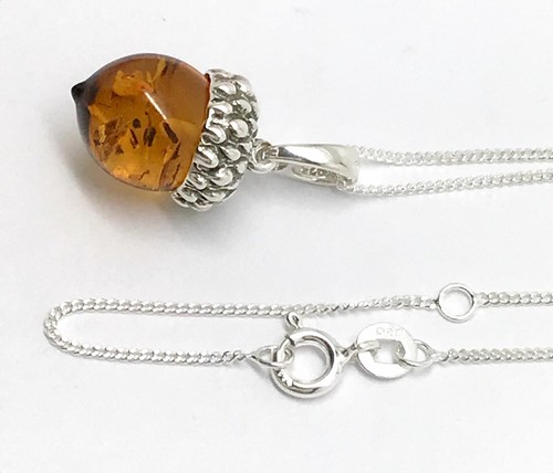 Amber acorn pendant - ,, solid