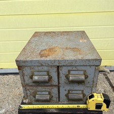 Vintage crusader Metal Card Index Filing Cabinet 2x2 Grey Storage