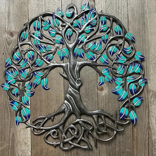 Metal artwork with turquoise - artwork,