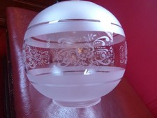 Victorian Style Etched Globe Oil Lamp Shade for Duplex Type Lamp 4 inch fitter