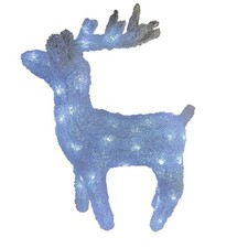 Christmas Reindeer Light Up White Figurine Acrylic Indoor 55cm High Decoration