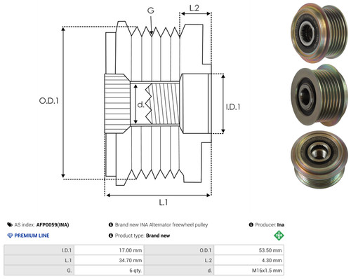 Ina alternator freewheel - ina,