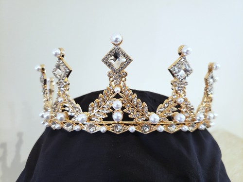 Gold pearl rhinestone - gold,