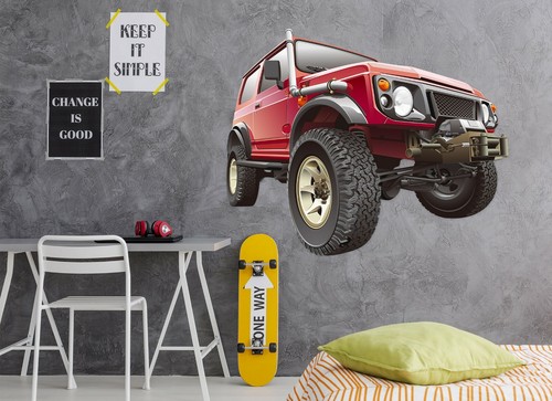 Red big wheeler a03 car - 3d,