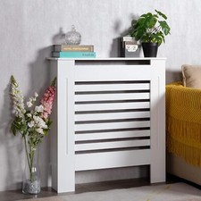 High Radiator Cover White Wood
