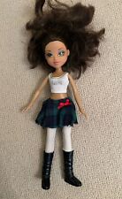 Bratz Or Moxie Collectible  With Dark Hair Dressed In skirt & Crop Top & Boots