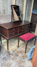 Stag long dressing table with stag single bevelled tilting mirror and stag stool