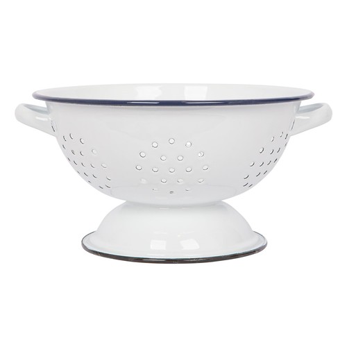 White enamel colander - enamel, 23.5cm