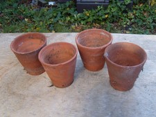 4 x Vintage Clay Terracotta Hand Thrown Plant Pots 4" 10 cm