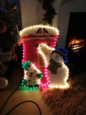 Vintage Large Outdoor  Light up Snowman, Snow Child - Mains Powered Rope Lights