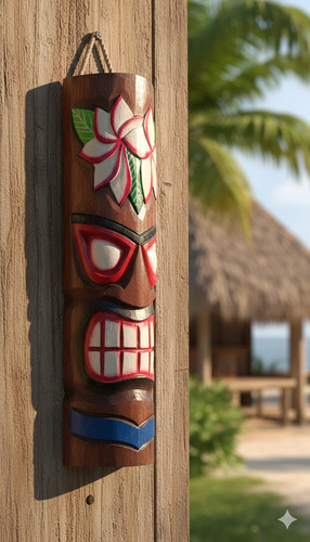Hand carved wooden - hand, mask