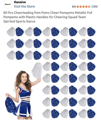 Cheer pom poms 60pcs blue - pom, and