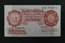 LK O'Brien  Ten Shillings Note 61A No 954605. EF Condition