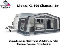Dorema Monza XL300 Touring Seasonal Awning 3m Depth Charcoal Size 6 - 775-800cm 