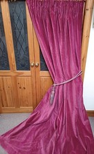 Large Pink Velvet DOOR Curtain. 94"Drop x 66" Wide. Cleaned. New Tie. Lined
