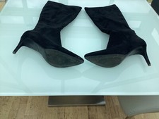 SEXY NEW LOOK STILETTO HEEL BLACK FAUX SUEDE BOOTS SZ UK 8 Vgc £9.50 reduced
