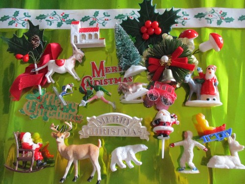 Vintage christmas cake toppers - christmas,
