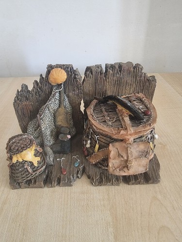 Vintage fishing lodge bookends - vintage,