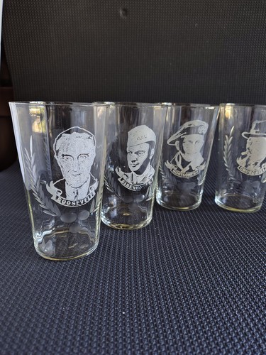 Six vintage ribbed etched - vintage,