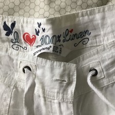 Atmosphere White 100% Linen Trousers 3/4 Length Zip Tie Front Size 12 New Unworn