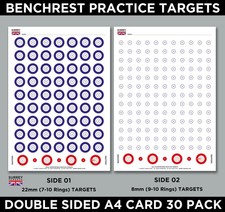 Benchrest Training Practice Targets A4 Sheets Air Rifle Pistol 2 Sided - 30 pack