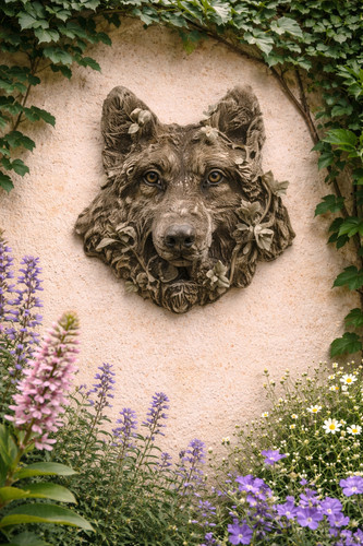 Wolf garden wall ornament - garden,