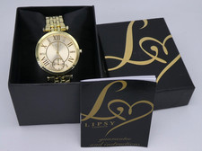 Lipsy Ladies Gold Glitzy Oversized Fashion Quartz Bracelet Watch Boxed