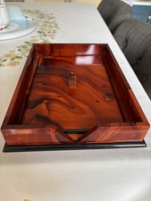 VINTAGE WOODEN  PAPER TRAY FILING STORAGE MADE IN ITALY LEGNO HOLZ WOOD BOIS