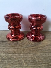 Pair Of Red Glass Metallic