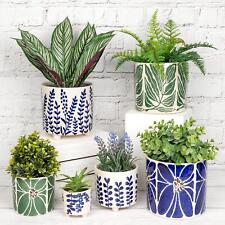 Shudehill Giftware Tropic Petal Floral Garden Design Planter Pot - Blue or Green