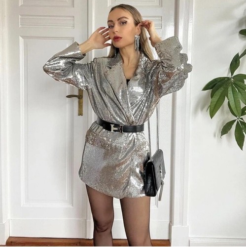 Zara woman silver sequinned - silver,