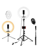 10” LED Selfie Ring Light Tripod Stand Phone Holder Remote 3 Modes USB