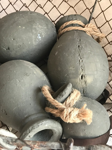 Vintage spice jars clay - jars,