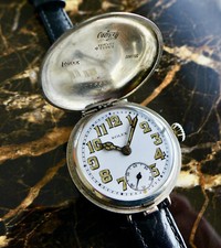 A RARE GENTS WW1 1916/17 BRITISH MILITARY ROLEX HUNTER TRENCH WATCH SILVER 35m