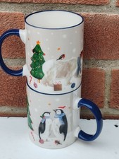 2 Christmas Mugs, Penguins, By