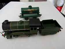 Hornby 'O' Gauge Clockwork Engine + Tender + Hornby Pratts Motor Spirit Tanker