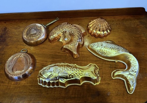 Copper tin jelly moulds - jelly,