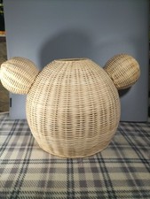 Wicker Rattan Bear Lampshade Teddy Mickey Mouse Style Kids Room Light Decor